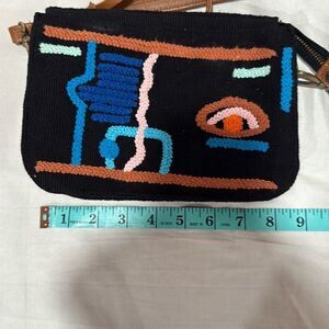 Noonday collection embroidered abstract Black and Tan Crossbody Bag